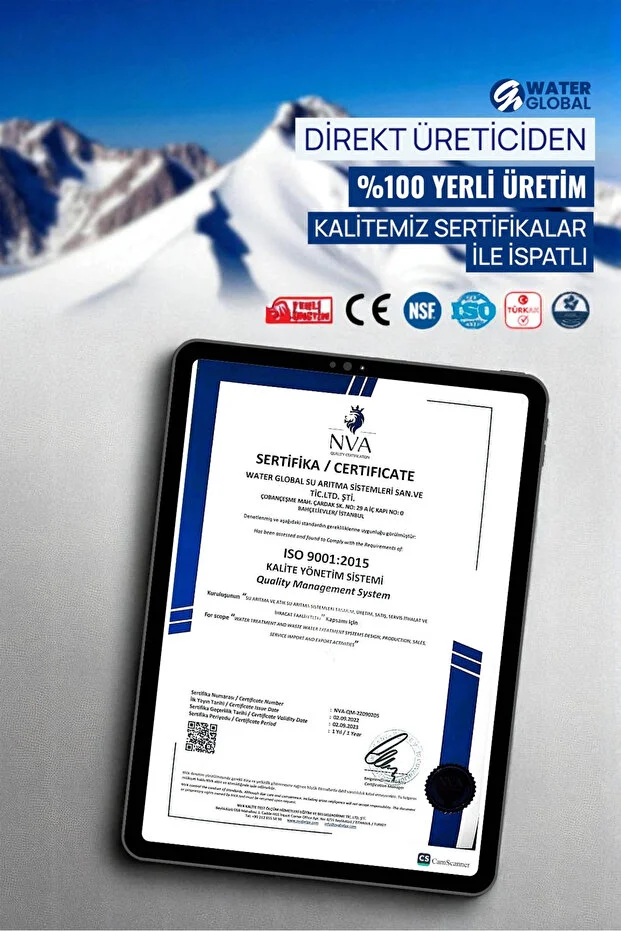 Su Arıtma Cihazı Kapalı Kasa | RO Ters Ozmos Sistem | Dahili 8L Tank | Siyah